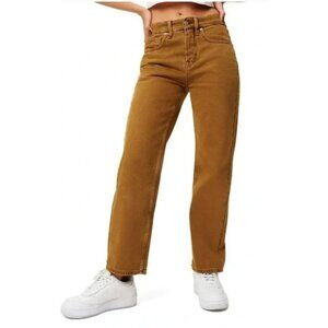 Good American Brown Bronze Gold 90s High Waist Straight Leg Y2K Jeans Sz 00 /24